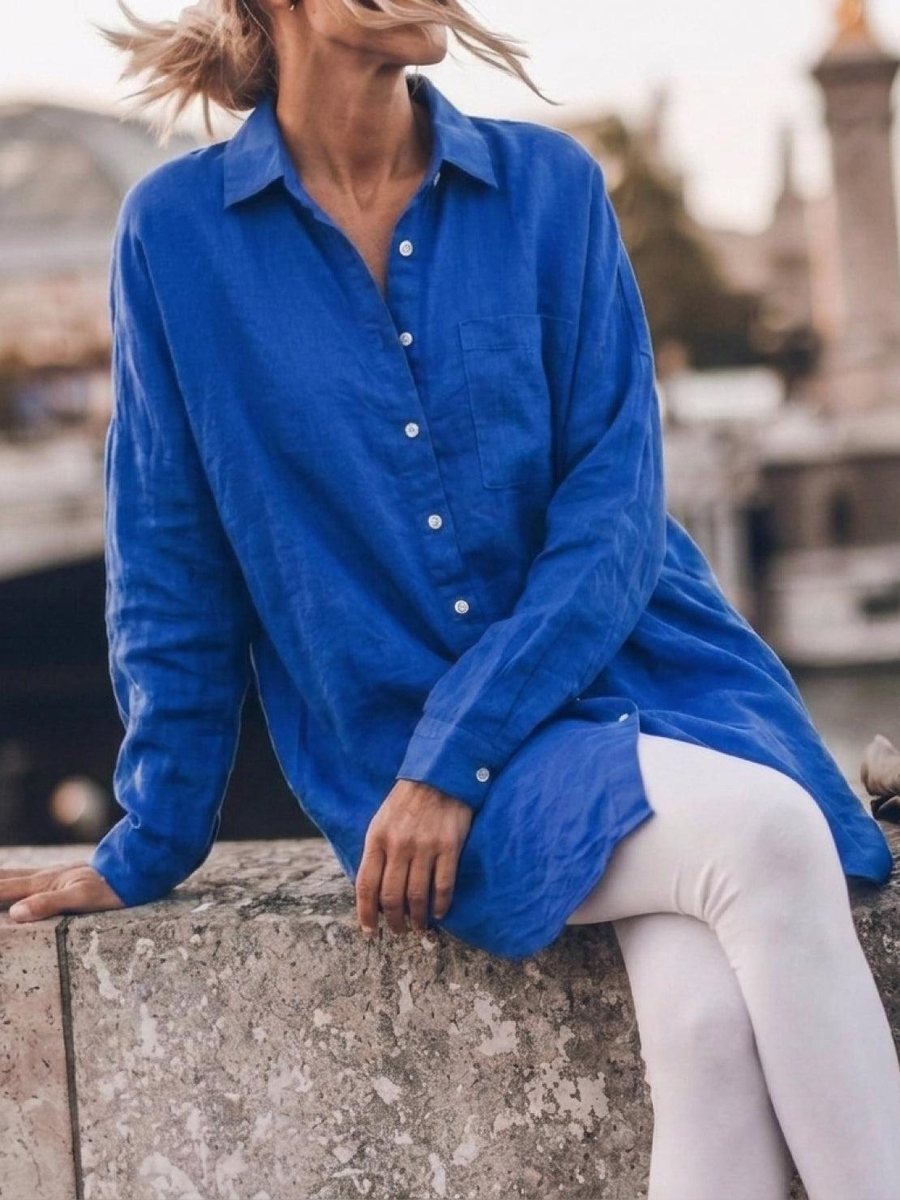 The Signature Relaxed Button-Up Shirt in cotton-linen